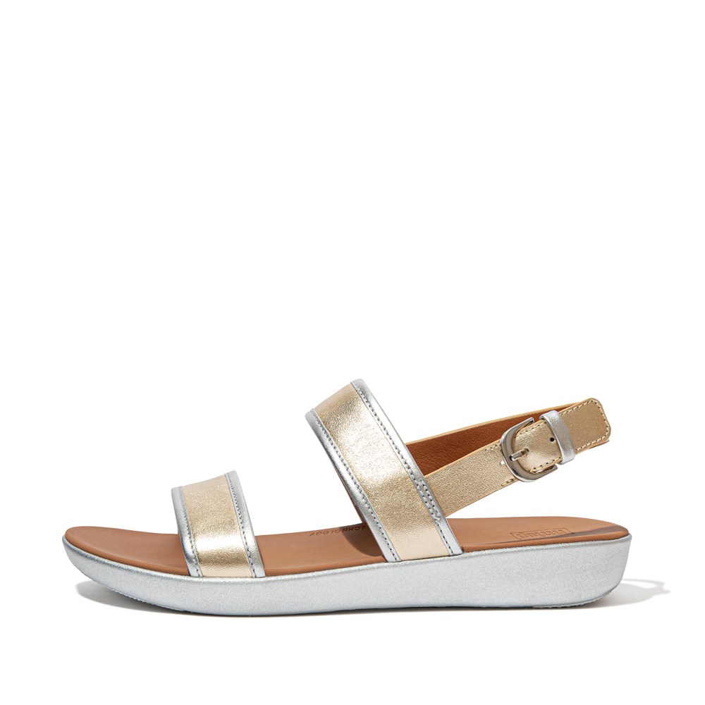 Fitflop Womens Sandals - Barra Metallic Back-strap - Gold - 284-NBIHXF